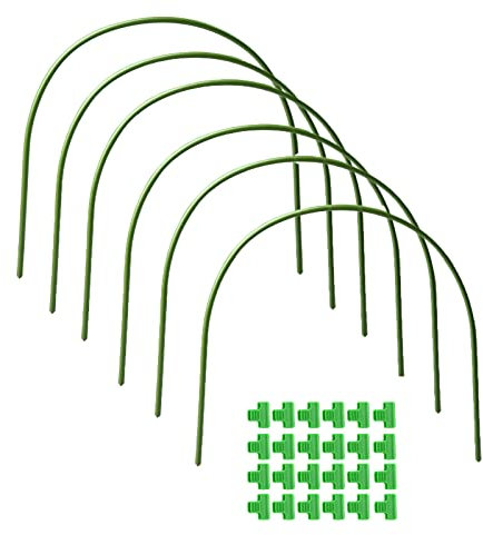 NLDGR Gewächshaus-Reifen für Hochbeete, 6 Stück Gewächshaus-Gartenreifen und 24 Stück Reifenclips, Gewächshaus-Gartenreifen, Pflanzenunterstützung, Wachstumstunnel für Pflanzenabdeckung, A1