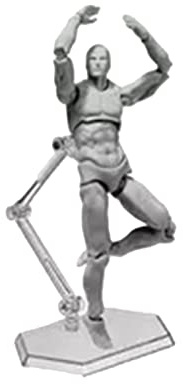 Zeichenpuppe, Silbergrauer Actionfigurenkörper Langlebig mit Halterung Zum Bemalen (Mann)