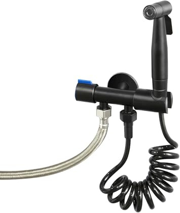 SKOWLL Handbrause für Bidet-Sprayer – Hand-Bidet-Dusche für Bad & Haustierwäsche, inkl. Flexiblem Brauseschlauch, Halterung, Adapterventil und Sprühpistole – Mattschwarz