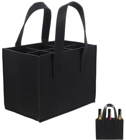 Anicy Flaschentasche 6 Flaschen - Männerhandtasche Bier, Wiederverwendbare Waschbar mit Abnehmbaren Teiler Filz Flaschenträger, Wein Halter Bier Flasche für Party Reise Picknick, Schwarz