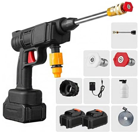 MELLYD Materiel Lavage Auto Professionnel, Puissance 600w, Deux Batteries 24v1500mah Pistolet De Voiture, Buse Multifonction Pompe Haute Pression, Kit De Nettoyage éLectrique Portable