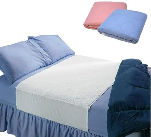 DWD Washable Bed Protector Pad with Tucks - Pack of 2- SINGLE Bed Size| Best sheet mattress protector for Incontinence & Bed wetting 100% Waterproof mat & Absorbency is 8 Cups | Pink (90cm x 85cm)