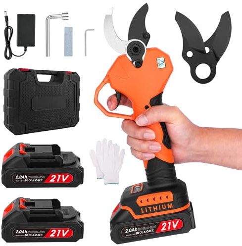 Tijeras de Podar Electricas,Tijeras de Podar con Batería de 2*2000 mAh,Tamaño de Apertura de Hoja de Tres Velocidades Ajustable, Pantalla LCD,Diámetro Máximo de Incisión 30,Utilizadas Para Podar Ramas
