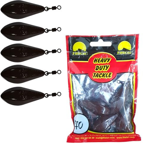 PRO FILSTAR Grundblei Long Cast 5x70g - Wirbel Blei Angeln - Angel Bleie Set - Grundangeln - Birnenblei Angeln - Blei Gewicht - Angelblei - Fishing Weights - Bleigewichte – Tropfenblei – Karpfenblei