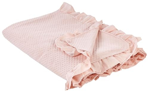 Beliani Tagesdecke Baumwolle rosa 220 x 200 cm mit Rüschen Hatton
