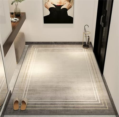DJHWWD Kinderteppich Wald Zimmers Teppichboden Moderner, minimalistischer, leicht zu reinigender Flurteppich mit geometrischem Muster 200x250CM grau Piano Teppich