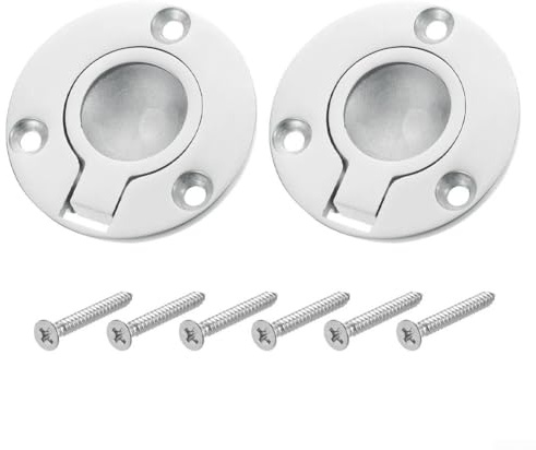 2 tiradores empotrables redondos de acero inoxidable con tornillo, para muebles, cajones, armarios, barcos