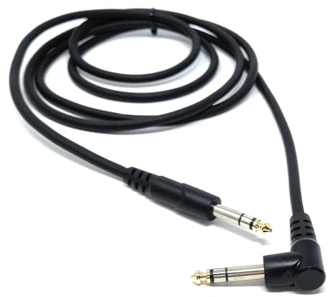 DRUT 2m 6.35mm 1/4 Stereo TRS Male Jack to Right Angled Male Jack, 6.5ft | Audio, Music Instrument, Flexible Cable Lead