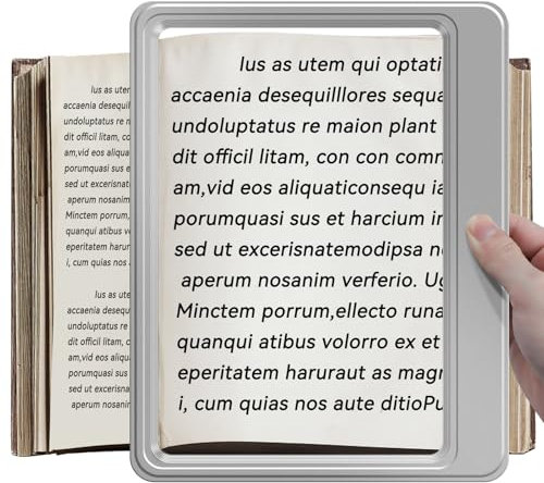 NZQXJXZ Leselupe für Senioren Groß, 5X Lesehilfe für Senioren, Lupe zum Lesen, Arbeit, Sehschwäche, Ganzseitiger Sichtbereich, Ideal für Sehbehinderte Person und Senioren, Silber