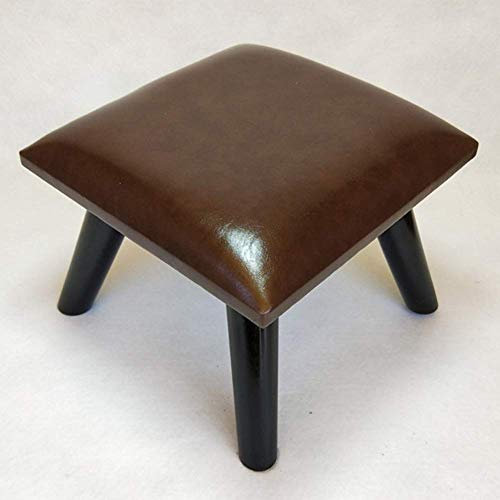 Fußstütze Ottoman Fußhocker Holz Sitzhocker Ottoman, Ottoman Holz Beine Stuhl Fußhocker Öl Wachs Leder/Braun/30 * 30 * 23Cm