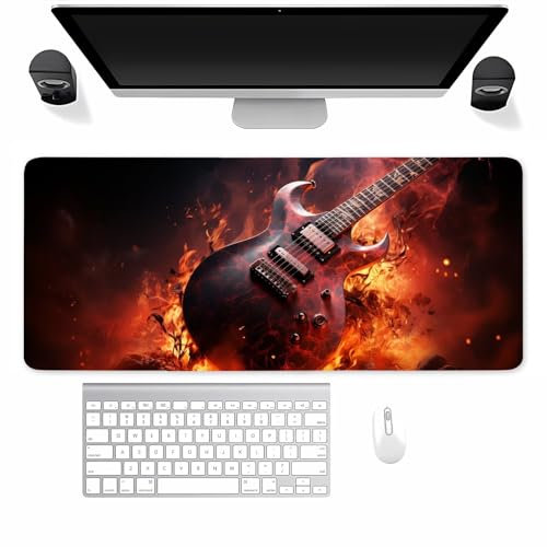 Gaming Mauspad XXL Gitarre Mousepad 800x300x3mm Verlängertes groß Mauspad mit vernähten Kanten Waschbares Tischunterlage für Büro, Zuhause, Tastatur