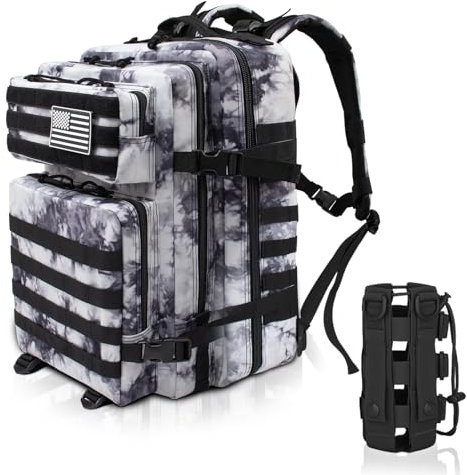CtopxCone Taktischer Rucksack, Militär-Ausloggetasche, Schwarz-Weiß Cmao, 45l, Militärisch taktisch