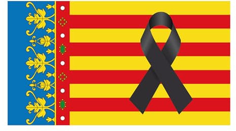 Oedim Bandera Comunidad Valenciana con Crespón, 150x85cm, Reforzada y con Pespuntes, Bandera con 4 Ojales Metálicos y Resistente al Agua