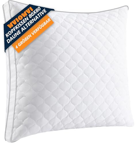 WVIOWVI Kopfkissen 80x80 Allergiker, Komfort Kissen 80x80 Mikrofaser, Hautfreundlich Atmungsaktiv Pillow für Bettkissen Sofa, Seitenschläfer, Rücken Bauchschläfer, Zuverlässiger Halt Ohne Verformung
