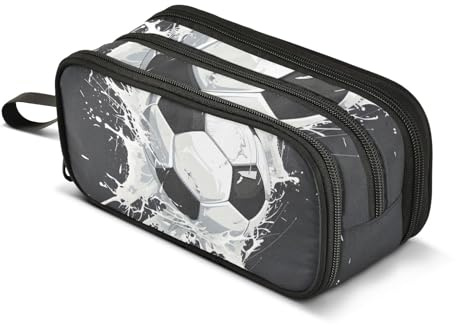 Astuccio per matite a forma di pallone, grande capacità, per ragazzi e ragazze, a 3 scomparti, per studenti, cancelleria per scuola, ufficio, lavoro