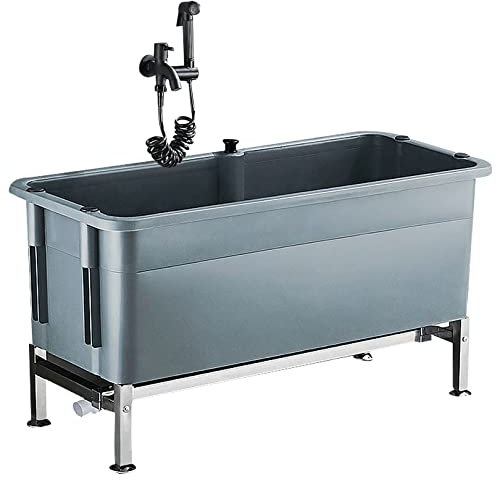 YJKKZQLB Poste de Lavage à Montage au Sol, lavabo de Service Portable pour Salle de Bain/entrepôt/Cuisine avec Bouton de vidange et Robinet, évier de Service