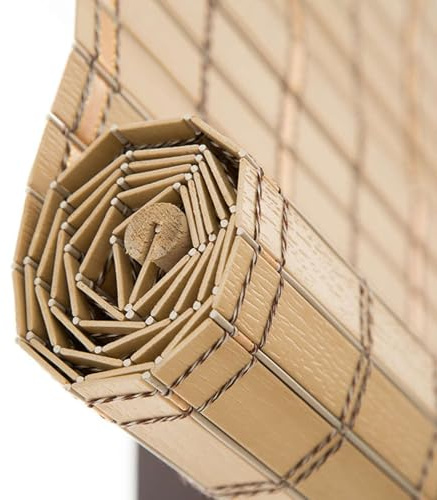PVC Outdoor Roller Blinds Blackout Shades Waterproof Retro Bamboo Blinds 60 80 100 110 120 130 140 150cm Bamboo Roll Up Shades For Windows Roman Roller Shade For Outdoor Home Patio(W90xH130cm)
