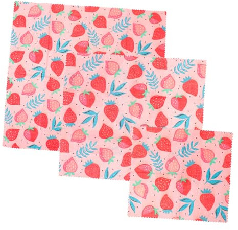 Amosfun 3pcs Beeswax Food Wraps Fridge Wraps for Sandwiches Cookies Fried Chicken Reusable Oil-resistant Fresh Pattern Design Safe Material