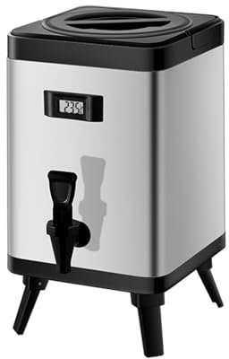 Barril Aislado De Acero Inoxidable, Contenedor De Barril De Aislamiento De Doble Capa, Con Grifo Y Pantalla De Temperatura De Visualización Digital, Para Agua Caliente, Leche, Té, Café,Plata,8L
