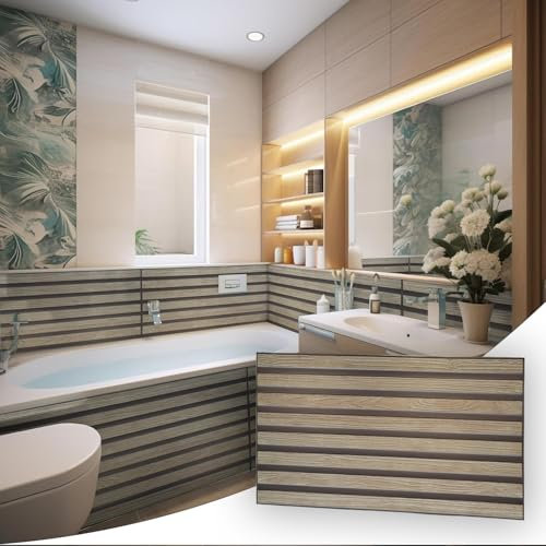 3D Wall Panels - Decorative PVC Plastic Wall Covering Faux Cladding Tiles for Interior Walls - (Wood Effect 10 Sheets Covering 4.85m2)