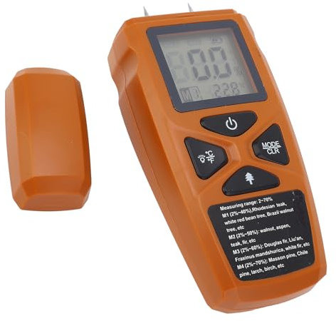 Wood Moisture Meter, Digital Moisture Detector for Wood, Concrete, and Walls - Pin-Type Hygrometer for Firewood, Lumber, Drywall, and Construction Use