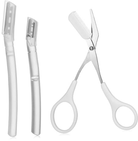 Healeved Augenbrauenschere Und Trimmer Satz Klein Mikro Mesh Augenbrauenrasierer Aus Transparentem Material Sicherer Hautschutz Für Damen Und Herren Augenbrauenpflege Satz Mit Komfortablem Griff