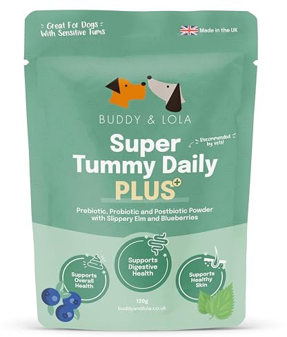 Buddy & Lola Super Tummy Daily Plus - Dog Probiotic Powder, Gut Health | Probiotic Powder With Pre & Postbiotics, Digestive Enzymes & Slippery Elm. Supports Gut Health, Allergies & Itchy Skin.