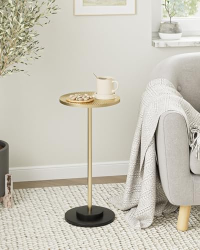 HEYZOEY Beistelltisch Rund, Couchtisch Rund, Kleiner Beistelltisch Couch, Kleiner Tisch für kleine Räume, Wohnzimmer, Schlafzimmer, Gold
