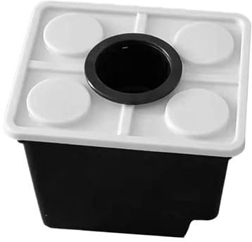Milageto Hydroponischer Eimer, Pflanzeneimer, verschleißfestes Wachstumswerkzeug, Tiefwasserkultur-Wachstumspflanzer für Pflanzen, Gemüse, Tomaten, Schwarz mit 1-Loch-Deckel
