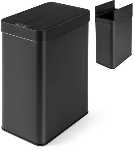 COSTWAY 50L Automatic Kitchen Bin, Touchless Motion Sensor Waste Bin (Black, 50L)