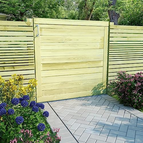 Générique Portail de Jardin Bois de pin imprégné 100x100 cm Quincaillerie Clôtures & barrières Portillons (Poids 14.5KG)