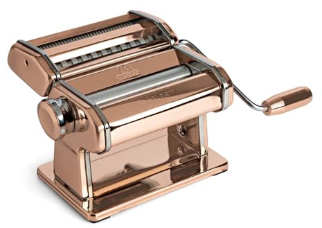 Marcato – Atlas+ Fresh Pasta Machine in Anodized Aluminum with 4 Shapes | Lasagna, Fettuccine, Tagliolini, and Spaghetti, Made in Italy, Compatible with Extra Accessories (Copper)