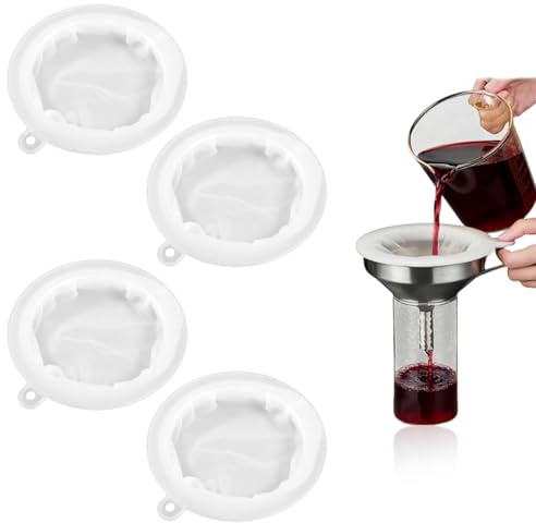 4 Stück Nylon Sieb Fein, 200/300/400/500 Mesh Likörfilter Weinfilter Nylon Siebfilter, Küchensieb Kunststoff Passiersieb, Lebensmittel Feines Sieb für Die Filtration von Saft, Kaffee, Milch und Wein