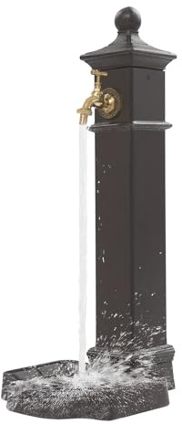 33 x 29,5 x 74 cm, colonna d'acqua in ghisa, effetto antico, rubinetto idrante, fontana decorativa con rubinetto, colonna d'acqua retrò, per giardini, cortili, prati, cortili, irrigazione, lavaggio