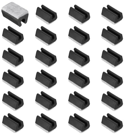 sourcing map 24 Pcs Rectangle U Shaped Chair Leg Caps with Felt Pads Black | Fit 10mm Dia Tubular Legs,Slide Smoothly Furniture Feet Protectors No Scratches No Noise for Hardwood Floors
