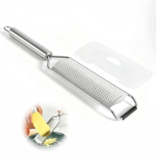 1Pack Fine Stainless Steel Cheese Grater Lemon Zester with Hanging Hole, Parmesan Cheese Grater, Suitable for Grating, Garlic, Ginger, Chocolate, Limes, Nutmeg and Vegetables, Handheld Kitchen Tool