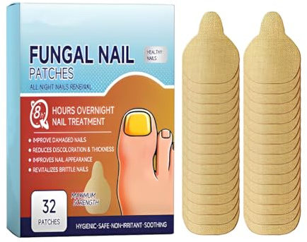 GXGM 32 Stück Nagelpilz Patches, Fungal Nail Patches, Nagelpilz Pflaster, Anti-Pilz Fußnägel Repair Set, Diskret zur Verbesserung Beschädigter & Verfärbter Nägel, Einfache Nagelpflege