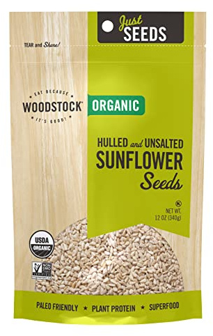 Woodstock Organic Hulled Raw Sunflower Seeds 12 Oz (Pack of 8)