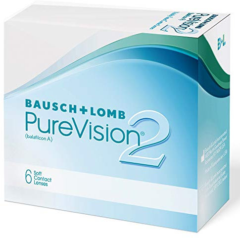 Bausch + Lomb PureVision 2 Monatslinsen, sehr dünne sphärische Kontaktlinsen, weich, 6 Stück / BC 8.6 mm / DIA 14 / -0.75 Dioptrien