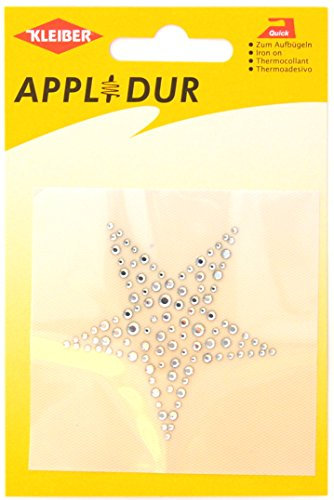 Kleiber 8 x 8 cm Bügelbild Strass Diamanteneffekt Diamonte-Transfer, Großer Stern