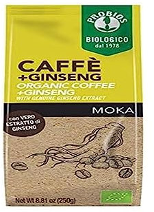Probios Caffe con Ginseng Bio - Ricco Aroma di Caffe Ginseng Moka per un Gusto Morbido - da Usare Solo Con la Moka - 250 g