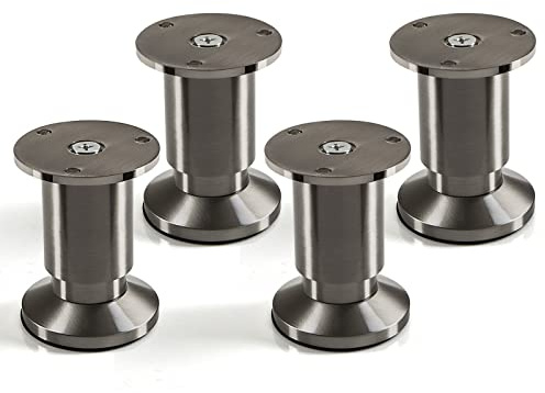 SOTECH 4er Set Möbelfüße Alpha verstellbar Edelstahloptik gebürstet | Sofafüße belastbar bis 250 Kg, Höhe: 80 mm
