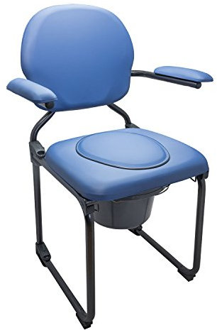 Toilettenstuhl, faltbar, blau-schwarz | Sundo Homecare Nachtstuhl inkl. Abdeckplatte, gepolstertem Sitz und Eimer