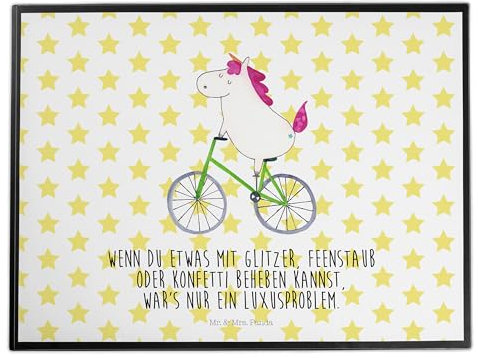 Mr. & Mrs. Panda Bastelunterlage Einhorn Radfahrer - Geschenk, Schreibtisch Unterlagen, schreibtischunterlage, Rad, Einhörner, Schreibunterlage, Unicorn, tischpad, Radfahren, schreibtischauflagen