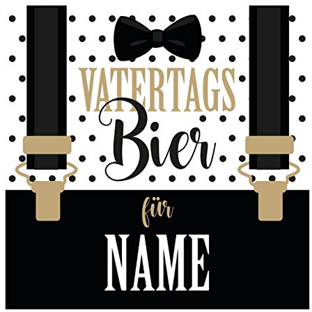Herz & Heim® Bier-Etikett mit Namen - Vatertagsbier - selbstklebend für Bierflaschen zum Vatertag 6 Stück