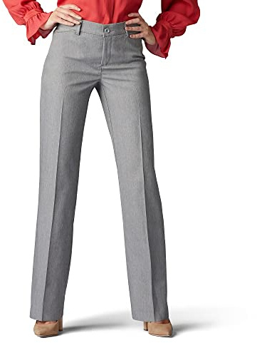 Lee Women's Ultra Lux Comfort with Flex Motion Trouser Pant, Ash Heather, 12 Long