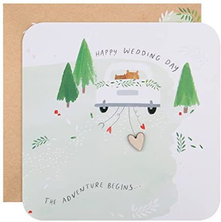Hallmark samtida bröllopskort – söt fyrkantig design med präglade detaljer och hjärtfäste