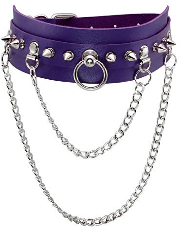 MILAKOO Purple Choker Halskette Punk Goth Choker Gothic PU Leder O-Ring Choker für Männer Frauen Cool