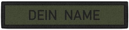 Namens-Band Patch oliv-grün Dein Name schwarze Schrift personalisiert #35219