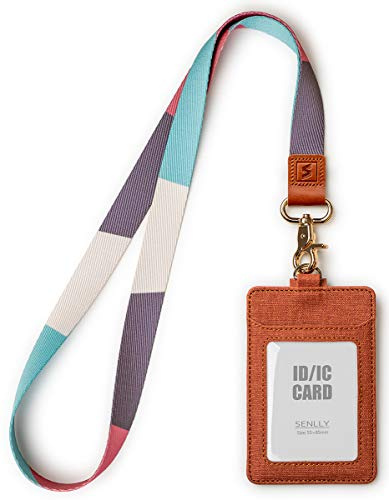 SENLLY Ausweishalter mit Süß Schlüsselband, Vertikale Ausweishülle, ID Kartenhalter Card Badge Holder mit Doppelseitige Kartenfächer